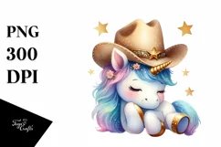 Shimmering Star Cowboy Hat Unicorn | Clipart Product Image 3