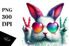 Easter Bunny with Victory Sign PNG Product Image 1