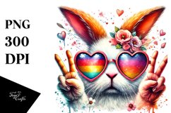 Easter Bunny with Victory Sign PNG Product Image 1