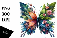 Vibrant Butterfly with Flowers PNG Product Image 1