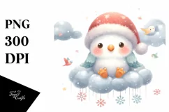 Winter Baby Parrot on Cloud PNG Product Image 1