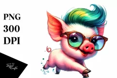 Cute Baby Pig Running PNG Product Image 1