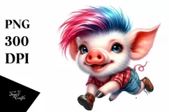 Cute Baby Pig Running PNG Product Image 1