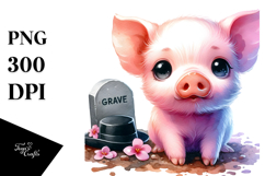 Adorable Baby Pig Drawing Clipart Product Image 1