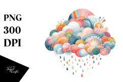 Simple Colorful Smiling Cloud PNG Product Image 1