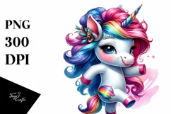 Dancing Baby Unicorn Watercolor PNG Product Image 1