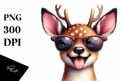 Funny Deer Sunglasses Tongue | Sublimation Clipart Product Image 1