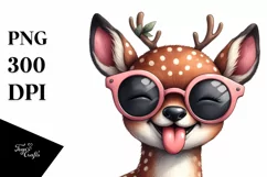 Funny Deer Sunglasses Tongue | Sublimation Clipart Product Image 3