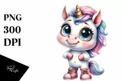 Expressive Baby Unicorn with Large Shoes | Watercolor Design Product Image 3