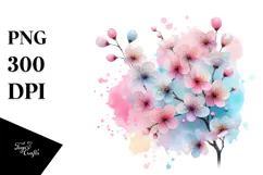 Cherry Blossom Watercolor, PNG Product Image 1