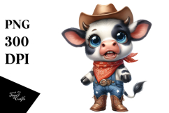 Watercolor Baby Cow Standing with Bandana and Boots Product Image 1
