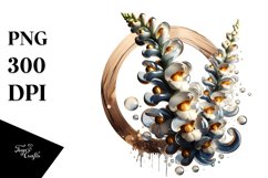 Abstract Snapdragon with Golden Inserts | Clipart Product Image 3
