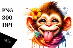 Funny Monkey Portrait Tongue Out | Sublimation Clipart Product Image 3
