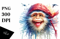 Funny Monkey Portrait Tongue Out | Sublimation Clipart Product Image 1