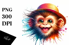 Funny Monkey Portrait Tongue Out | Sublimation Clipart Product Image 3