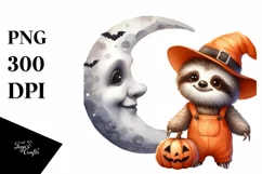 Cute Baby Sloth on Moon, High-Res PNG Product Image 3