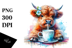 Colorful Baby Highland Cow PNG Product Image 1