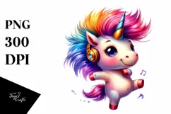 Cute Baby Unicorn Dancing PNG Product Image 1