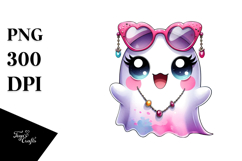 Cute Funny Ghost with Splattered Effect PNG Product Image 1