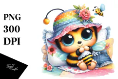Colorful Cute Baby Bee PNG Product Image 1