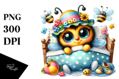 Colorful Cute Baby Bee PNG Product Image 1