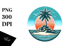 Retro Tropical Tree Island, 20 oz Tumbler Product Image 1