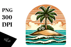 Retro Tropical Tree Island, 20 oz Tumbler Product Image 1