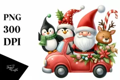 Cute Christmas in Car Scene PNG Product Image 1