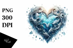 Icy Stained Heart Metalic PNG Product Image 1