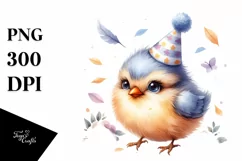 Cute Baby Bird with Party Hat PNG Product Image 1