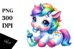 Baby Unicorn Pumpkin Vibrant Clipart Product Image 1