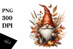 Detailed Autumn Gnome Watercolor PNG Product Image 1