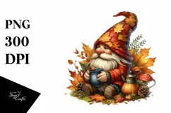 Detailed Autumn Gnome PNG Product Image 3