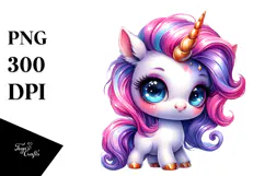 Cute Playing Baby Unicorn PNG Product Image 1