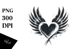 Heart with Wings Paintbrush Style PNG Product Image 1
