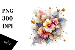 Shiny Impatiens Metallic Watercolor | Sublimation | Clipart Product Image 1