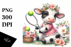 Cute Cow Playing Tennis Style | Clipart Product Image 3