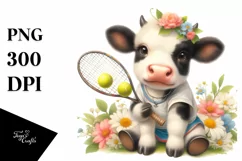 Cute Cow Playing Tennis Style | Clipart Product Image 3