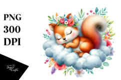 Whimsical Baby Squirrel Dressed and Sleeping PNG Product Image 1