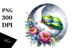 Cute Frog Sleeping on the Moon PNG Product Image 1