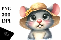 Watercolor Funny Mouse Portrait PNG Product Image 3