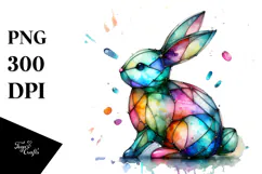 Colorful Pastel Bunny in , PNG Product Image 1