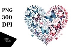 Butterflies Silhouette Heart PNG Product Image 1