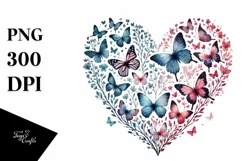 Butterflies Silhouette Heart PNG Product Image 1