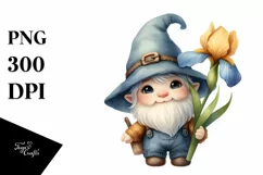 Baby Gnome with Iris on Shoulder PNG Product Image 1