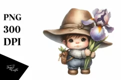 Baby Gnome with Iris on Shoulder PNG Product Image 1