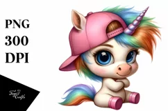 Cute Baby Unicorn Posing Clipart Product Image 1