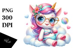 Cute Baby Unicorn with Beachwear | Clipart Product Image 1