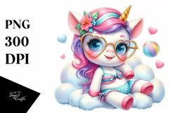 Cute Baby Unicorn with Beachwear | Clipart Product Image 1