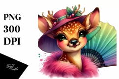Funny Cute Deer Watercolor Summer Sticker Clipart Product Image 1